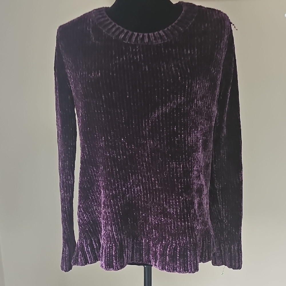 Orvis Velvet Ribbed Crewneck Sweater - Plum